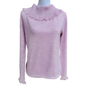 J. Jill Pink Fringed Cowl Neck Sweater